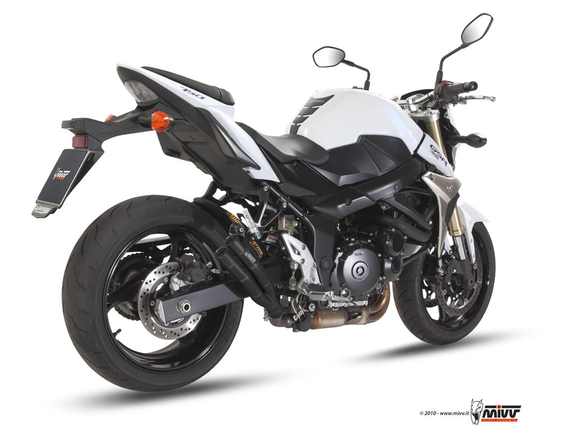 MIVV S.037 SUZUKI GSR 750 ( 2011 / 16 ) Slip-on Exhaust "Double Gun" (black; not approved) – Accessories in the 2WheelsHero Motorcycle Aftermarket Accessories and Parts Online Shop