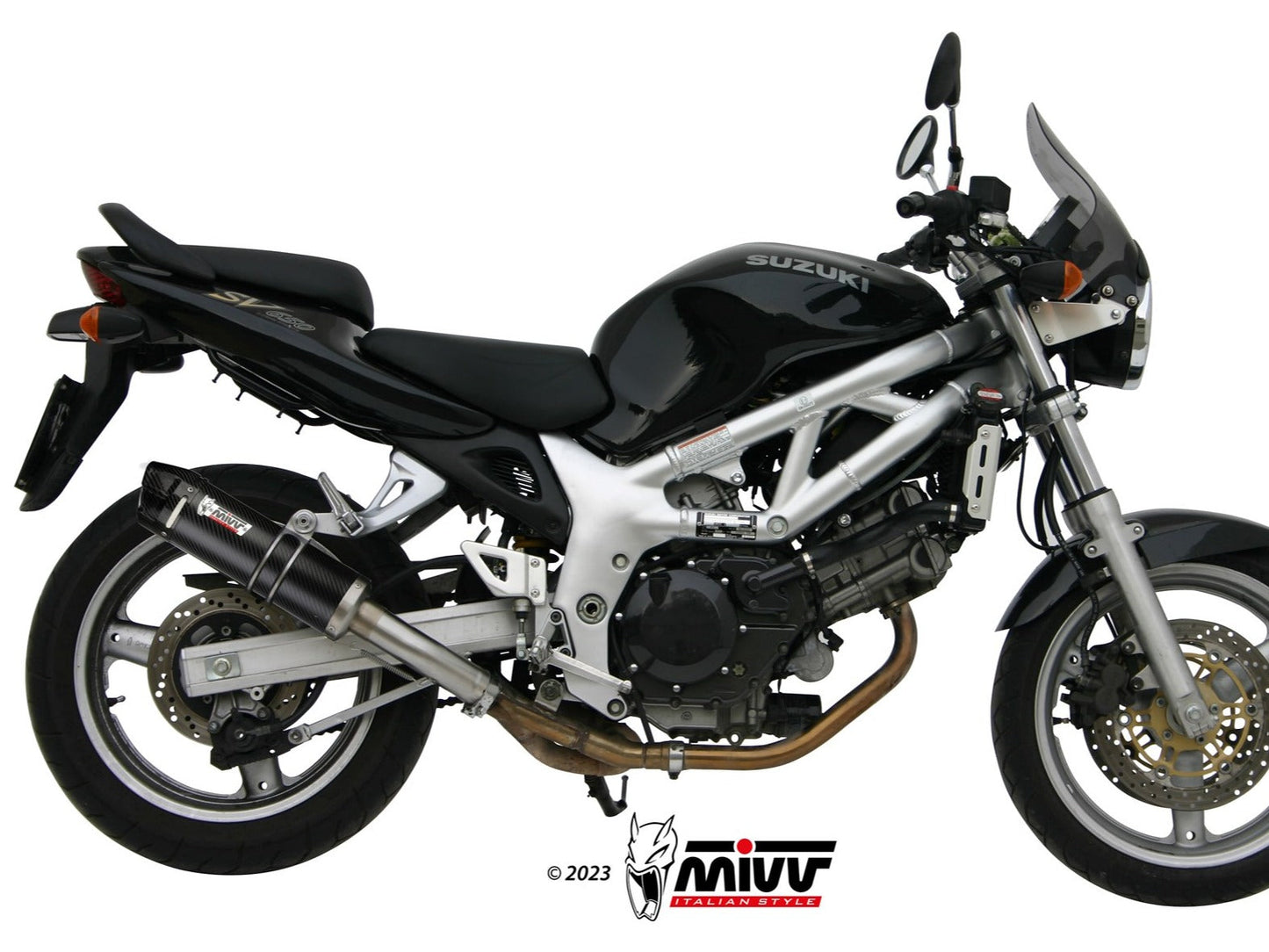 MIVV S.004 SUZUKI SV 650 ( 1999 / 2002 ) Slip-on Exhaust "GP" (carbon + cap; approved) – Accessories in the 2WheelsHero Motorcycle Aftermarket Accessories and Parts Online Shop
