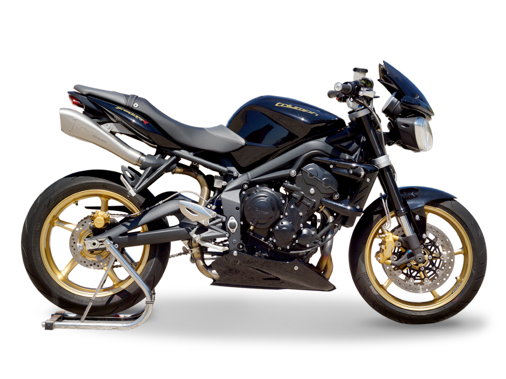 HP CORSE Triumph Street Triple (08/12) Dual Slip-on Exhaust "Hydroform Satin" (EU homologated)