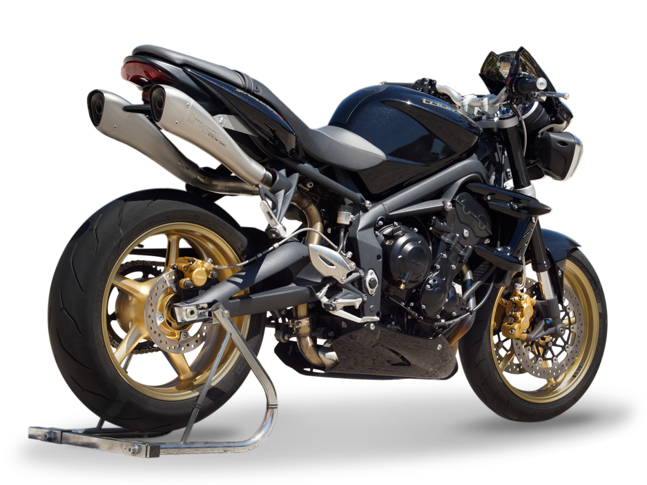 HP CORSE Triumph Street Triple (08/12) Dual Slip-on Exhaust "Hydroform Satin" (EU homologated)