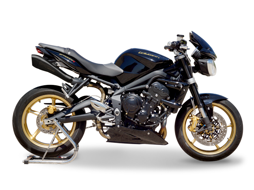 HP CORSE Triumph Street Triple (08/12) Dual Slip-on Exhaust "Hydroform Black" (EU homologated)