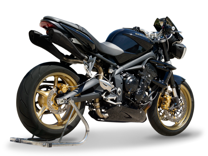 HP CORSE Triumph Street Triple (08/12) Dual Slip-on Exhaust "Hydroform Black" (EU homologated)