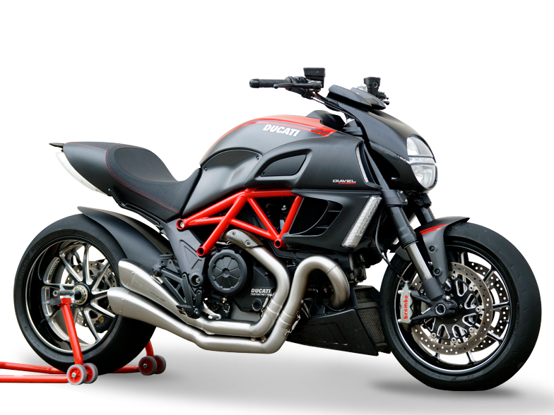 HP CORSE Ducati Diavel Dual Slip-on Exhaust "Hydroform Factory Satin" (racing only)