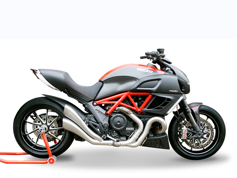 HP CORSE Ducati Diavel Dual Slip-on Exhaust "Hydroform Evolution Satin" (EU homologated)