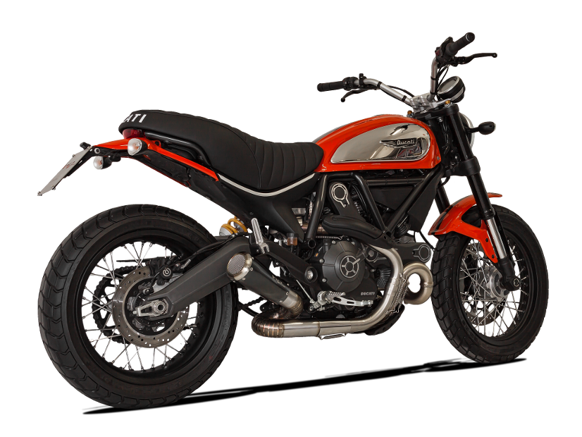 HP CORSE Ducati Scrambler 800 Slip-on Exhaust "GP-07 Black" (EU homologated; with wire mesh)