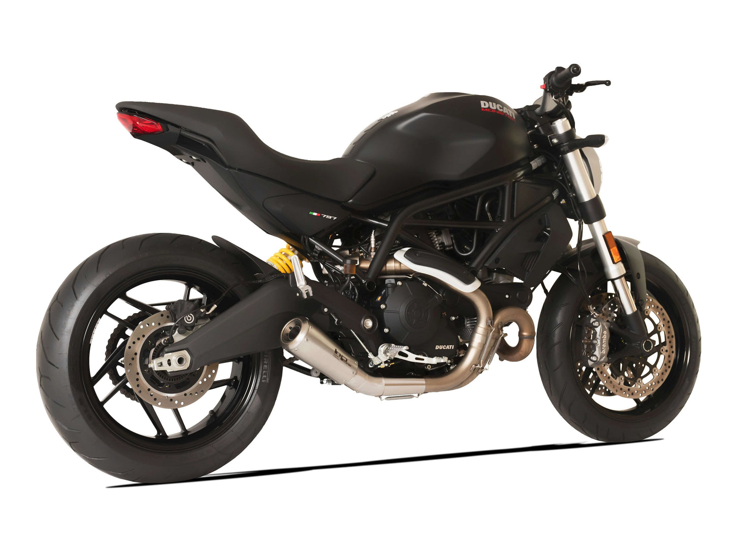 HP CORSE Ducati Monster 797 Slip-on Exhaust "GP-07 Satin Short" (racing; with aluminum ring)