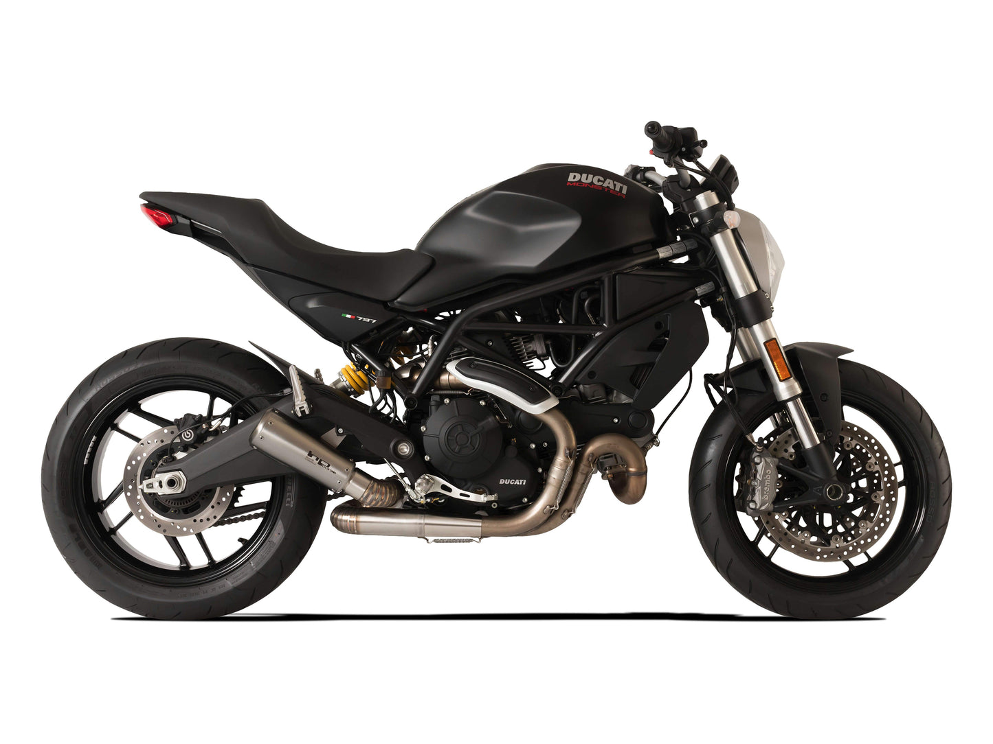 HP CORSE Ducati Monster 797 Slip-on Exhaust "GP-07 Satin" (racing; with aluminum ring)