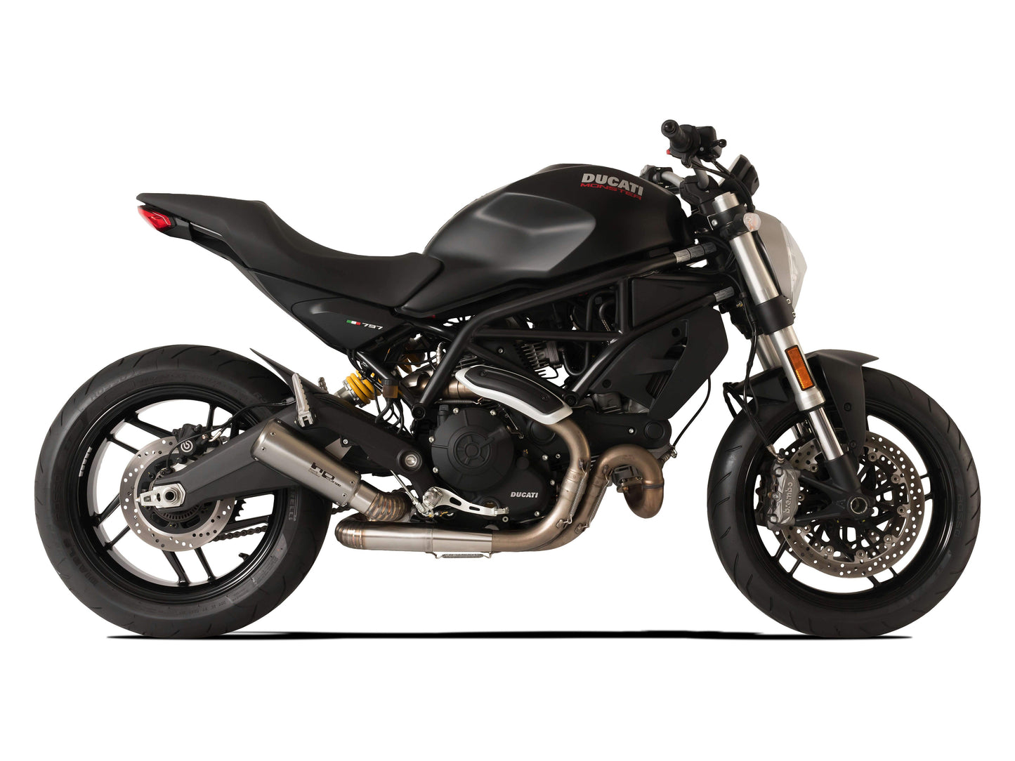 HP CORSE Ducati Monster 797 Slip-on Exhaust "GP-07 Satin" (racing; with wire mesh)