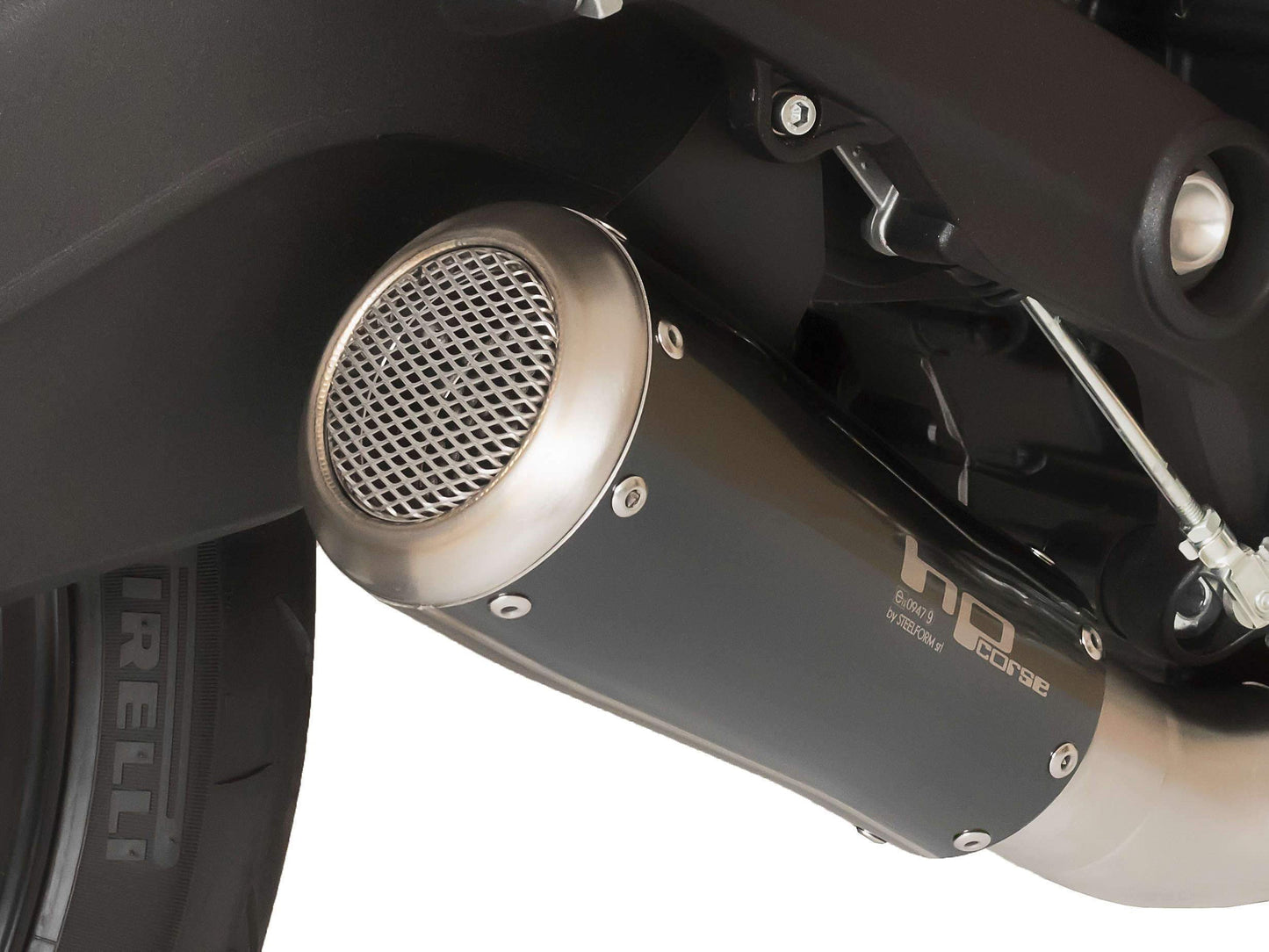 HP CORSE Ducati Monster 797 Slip-on Exhaust "GP-07 Black Short" (racing; with wire mesh)