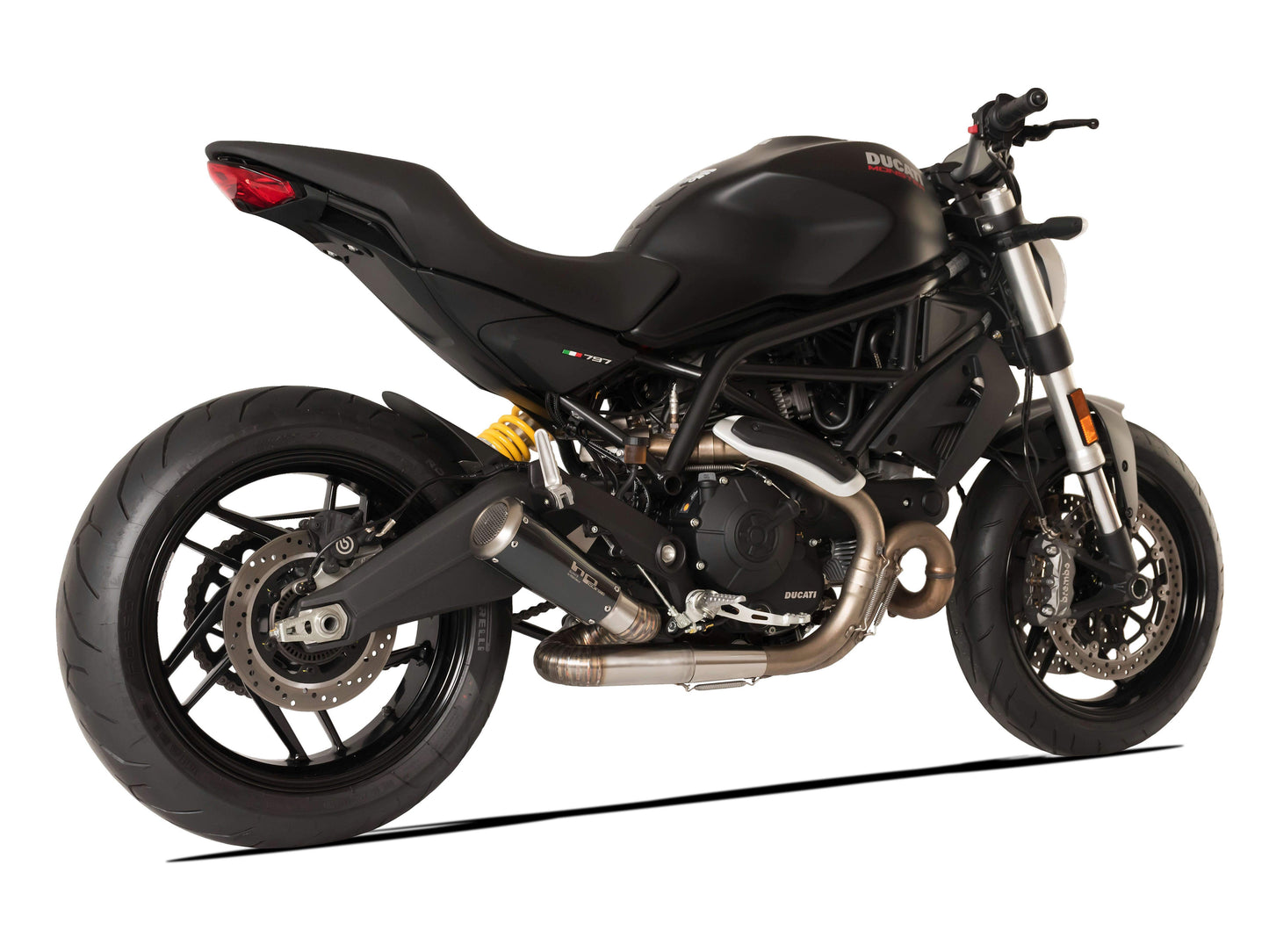 HP CORSE Ducati Monster 797 Slip-on Exhaust "GP-07 Black" (racing; with wire mesh)