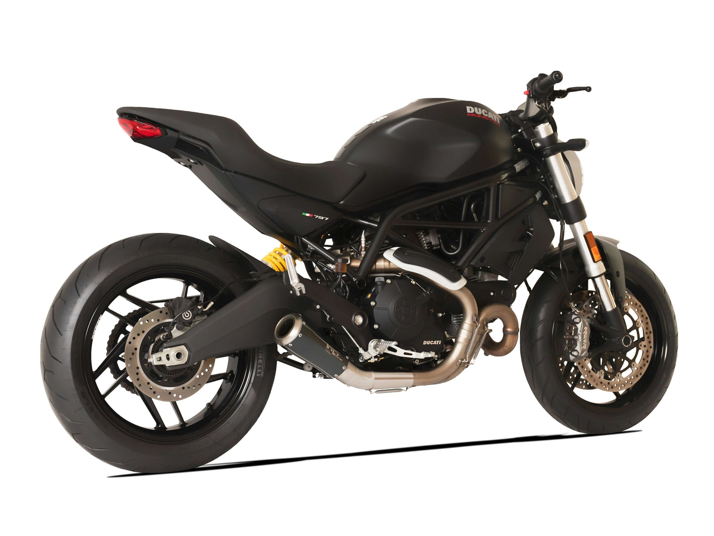 HP CORSE Ducati Monster 797 Slip-on Exhaust "GP-07 Black Short" (racing; with aluminum ring)