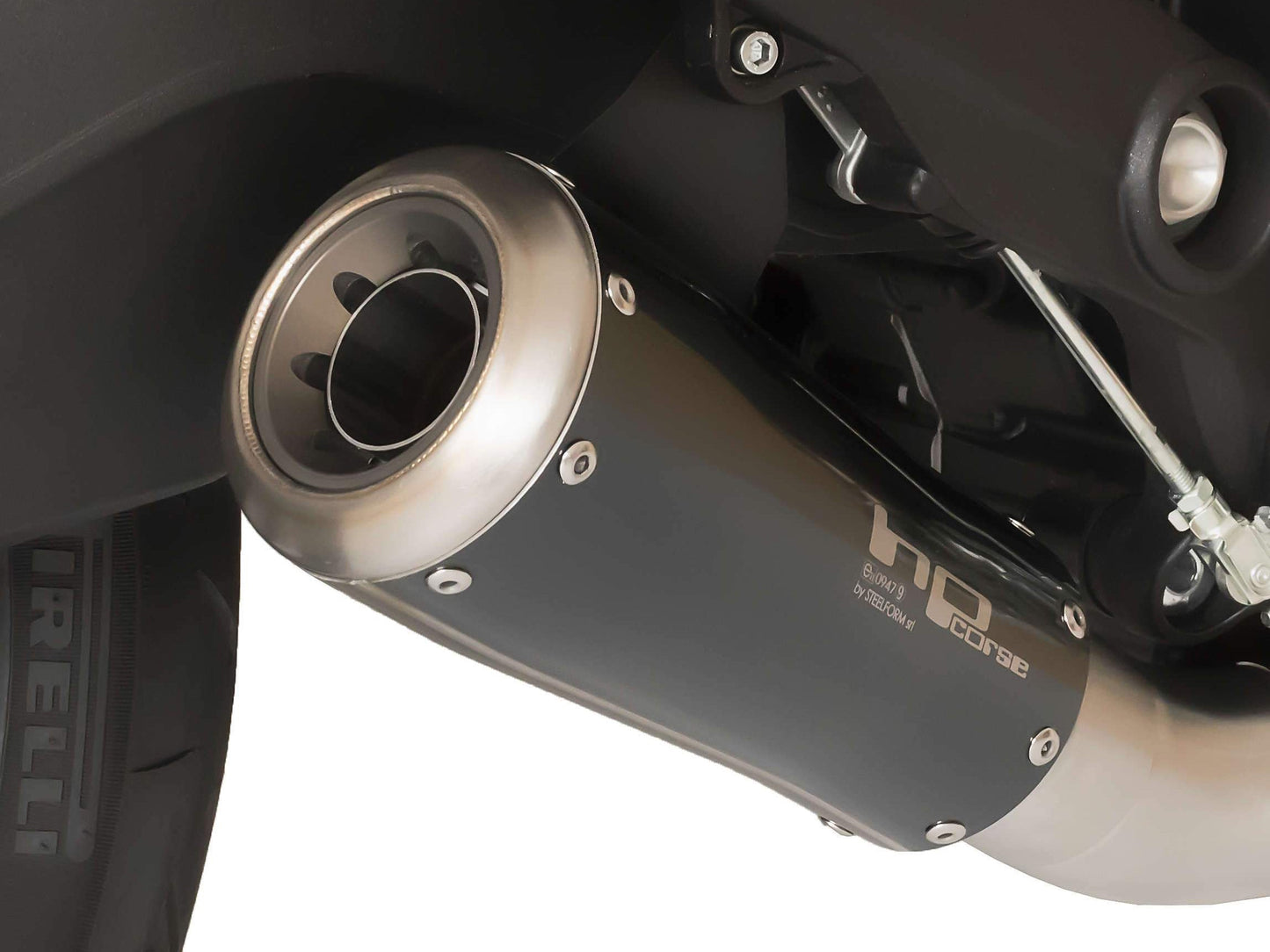 HP CORSE Ducati Monster 797 Slip-on Exhaust "GP-07 Black Short" (racing; with aluminum ring)