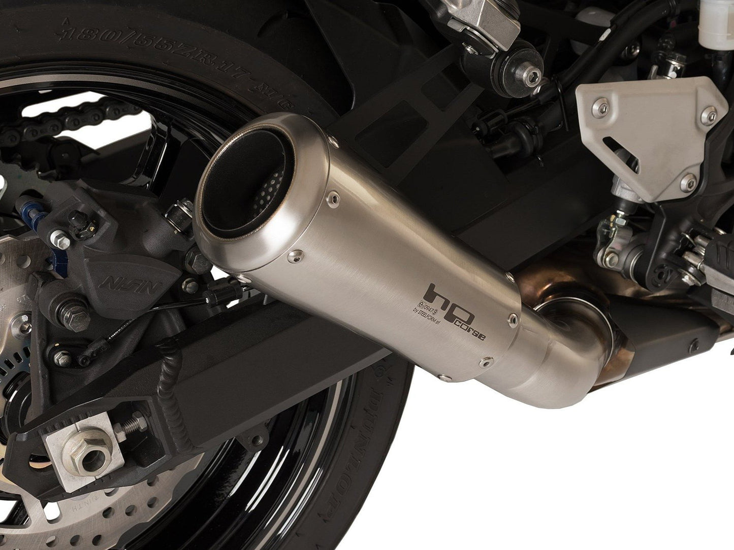 HP CORSE Kawasaki Z900 (17/19) Slip-on Exhaust "GP-07 Satin with Aluminum Ring" (racing)