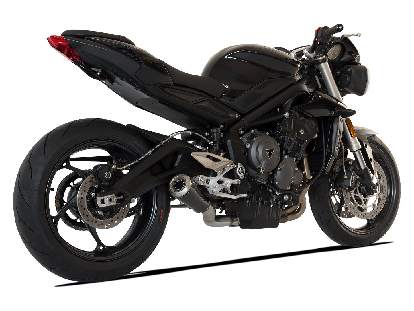 HP CORSE Triumph STREET TRIPLE 765 Slip-on Exhaust "GP-07 Black with Aluminum Ring" (racing)