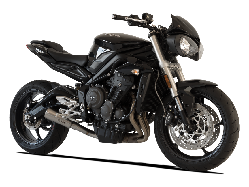 HP CORSE Triumph STREET TRIPLE 765 Slip-on Exhaust "GP-07 Satin with Aluminum Ring" (racing)