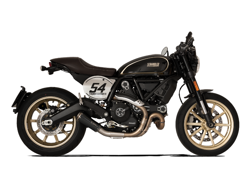 HP CORSE Ducati Scrambler 800 Slip-on Exhaust "GP-07 Black" (EU homologated; with aluminum end-cap)