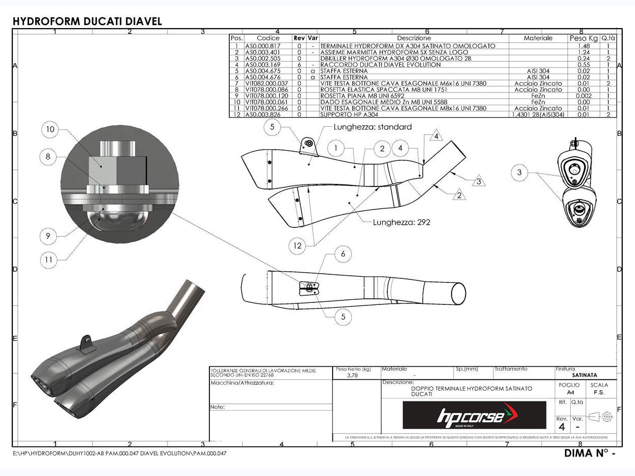 HP CORSE Ducati Diavel Dual Slip-on Exhaust "Hydroform Evolution Black" (EU homologated)