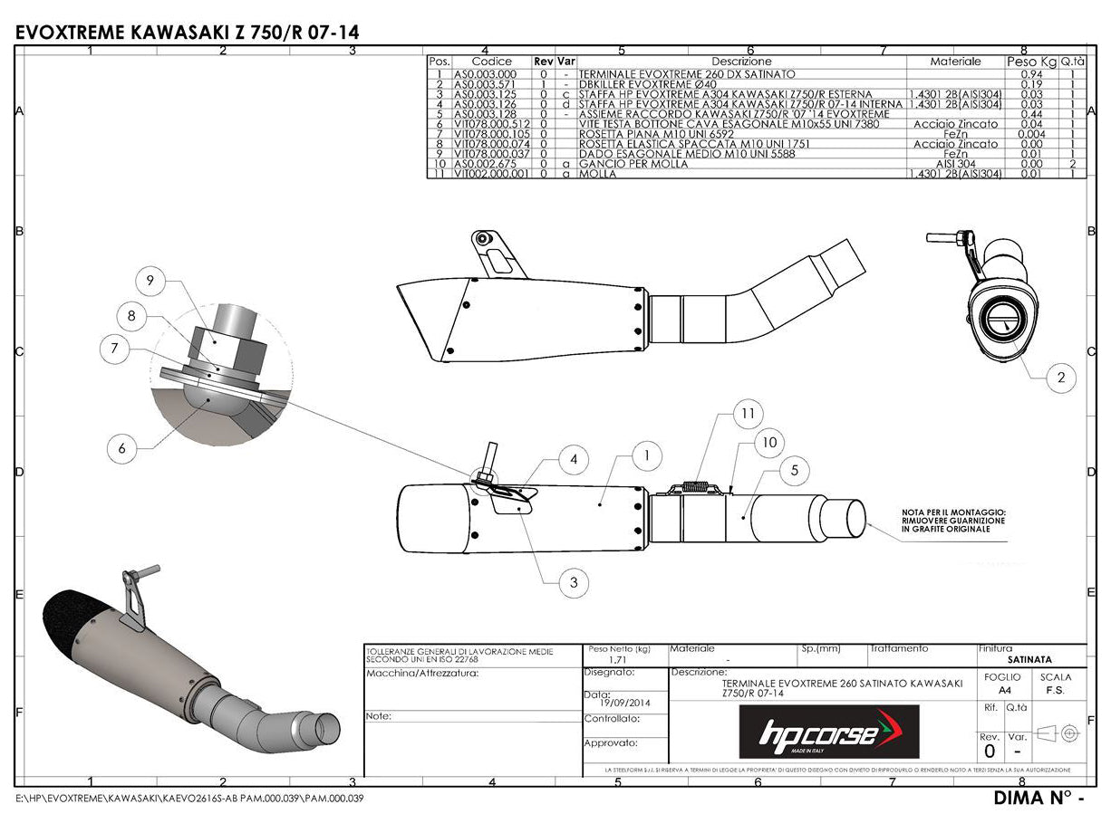 HP CORSE Kawasaki Z750 (07/12) Slip-on Exhaust "Evoxtreme Black" (racing)