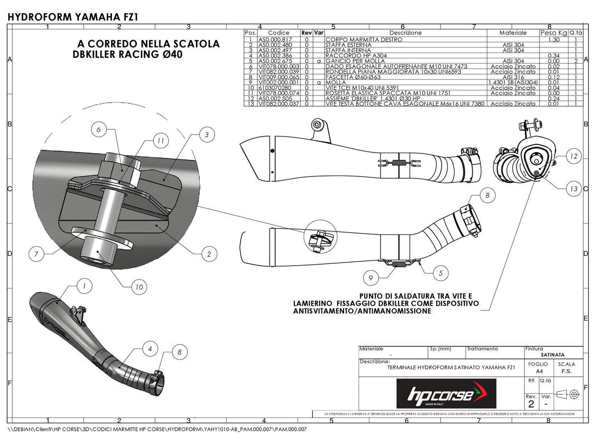 HP CORSE Yamaha FZ1 (06/15) Slip-on Exhaust "Hydroform Satin" (EU homologated)