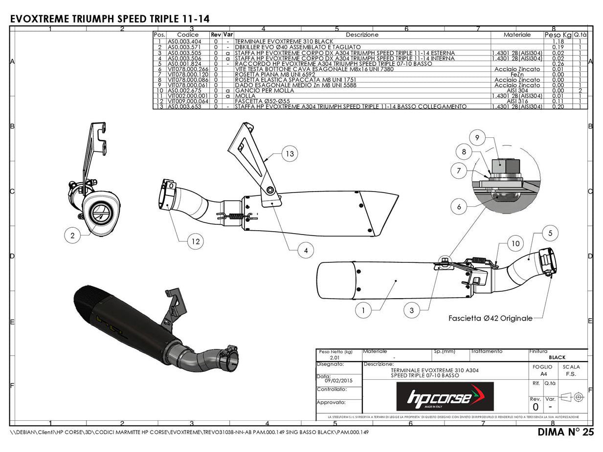 HP CORSE Triumph Speed Triple 1050 (11/15) Slip-on Exhaust "Evoxtreme Satin" (EU homologated)