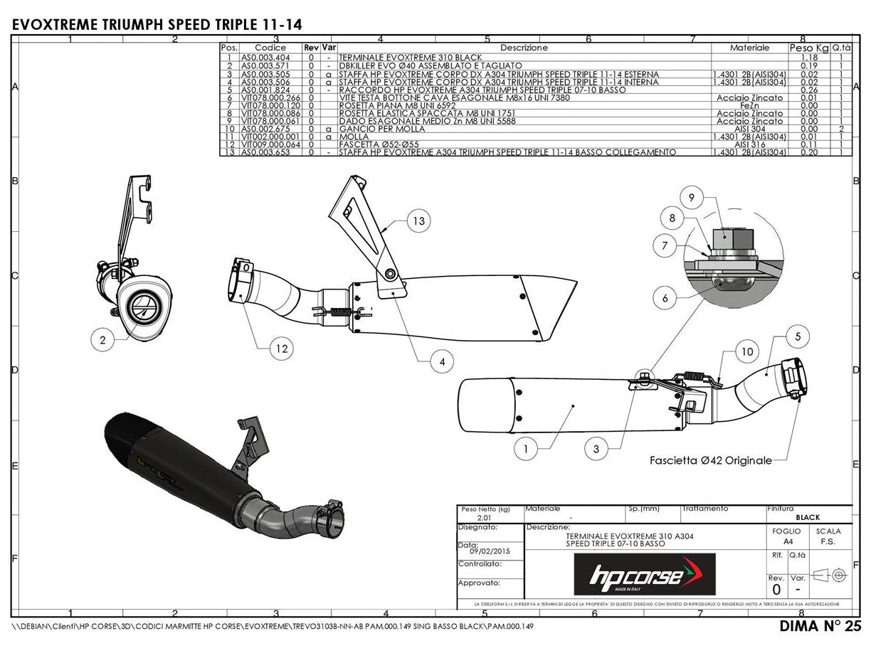 HP CORSE Triumph Speed Triple 1050 (11/15) Slip-on Exhaust "Evoxtreme Black" (EU homologated)