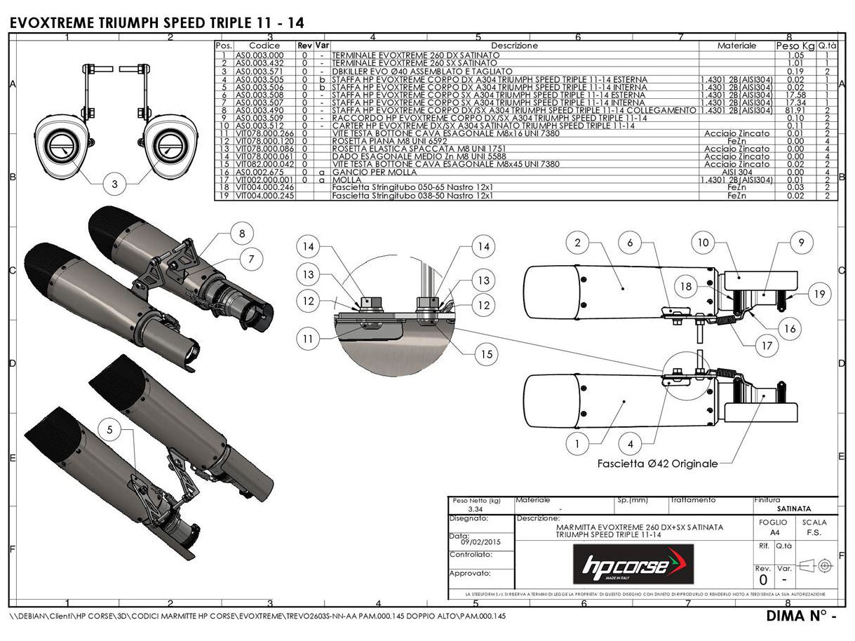 HP CORSE Triumph Speed Triple 1050 (11/15) Dual Slip-on Exhaust "Evoxtreme Satin" (EU homologated)