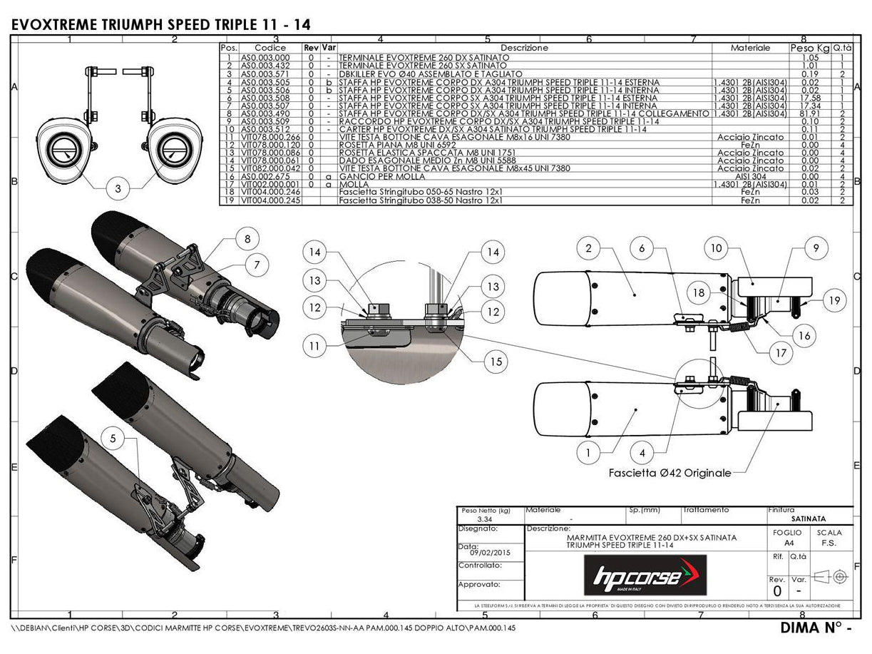 HP CORSE Triumph Speed Triple 1050 (11/15) Dual Slip-on Exhaust "Evoxtreme Black" (EU homologated)