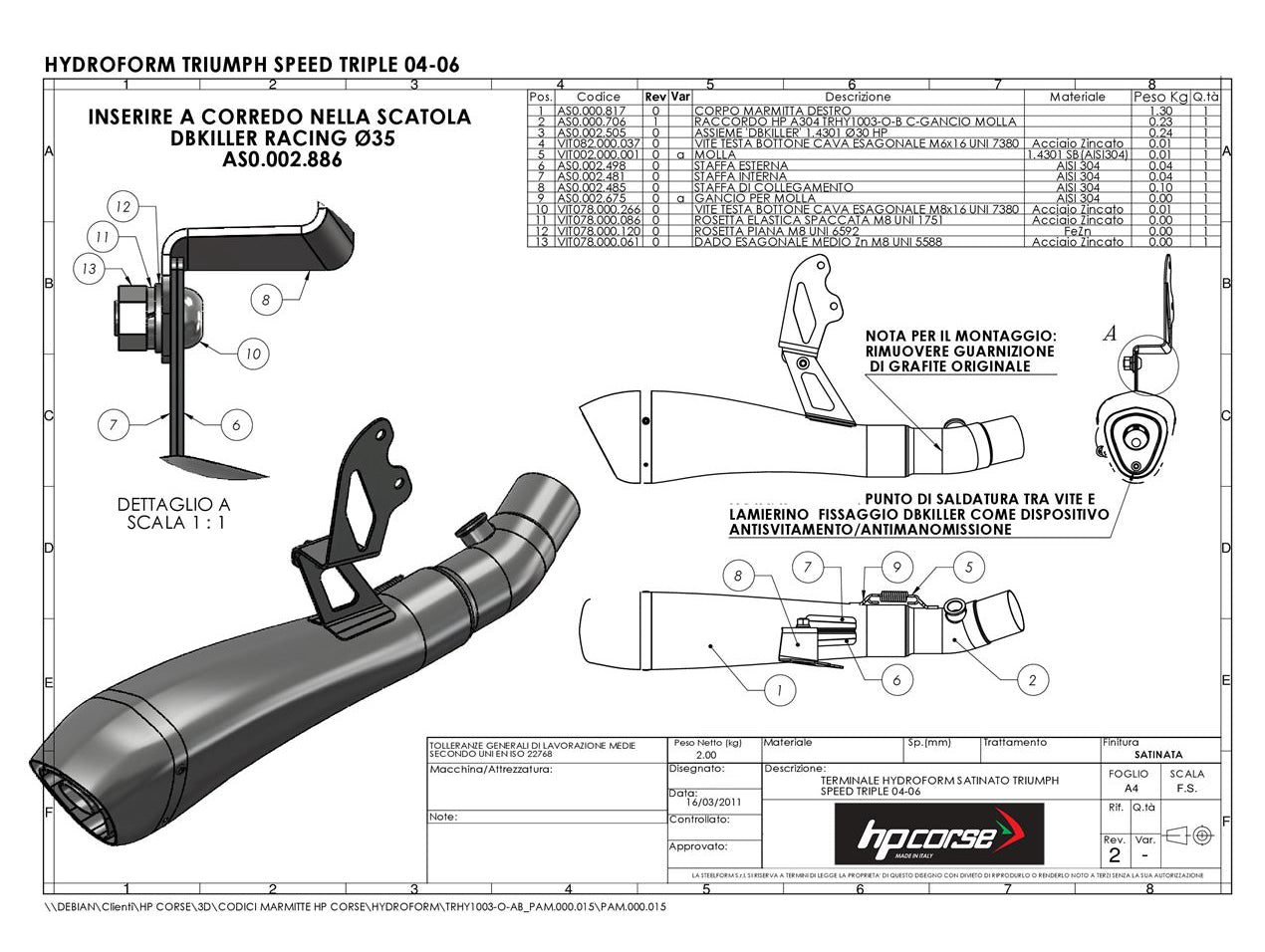 HP CORSE Triumph Speed Triple (05-06) Slip-on Exhaust "Hydroform Ceramic Black" (Homologated)