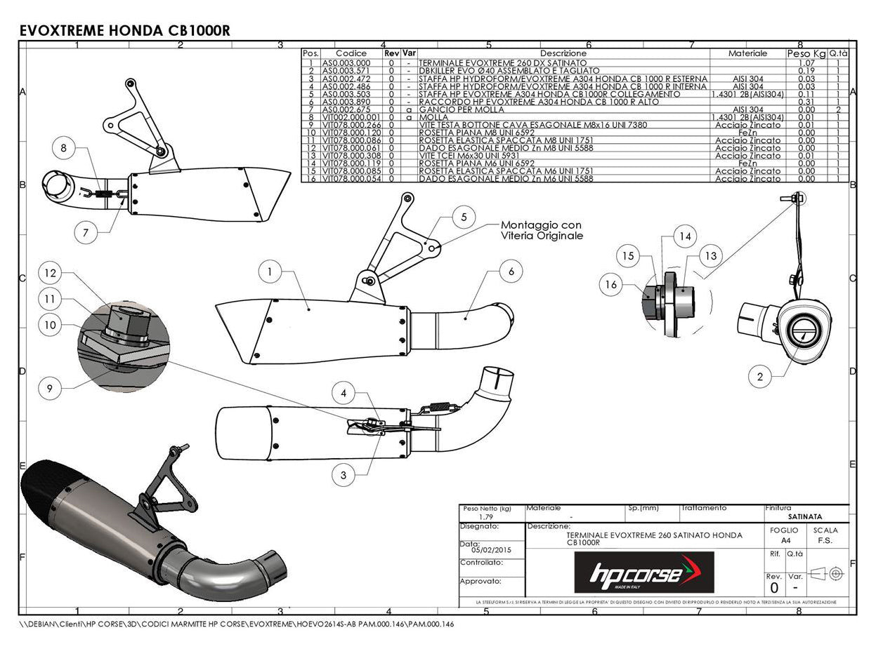 HP CORSE Honda CB1000R Slip-on Exhaust "Evoxtreme Black Single" (high position)