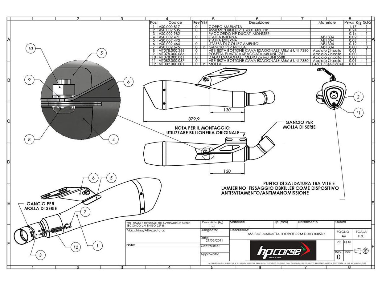 HP CORSE Ducati Monster 1100/796/696 Dual Slip-on Exhaust "Hydroform Satin" (EU homologated)