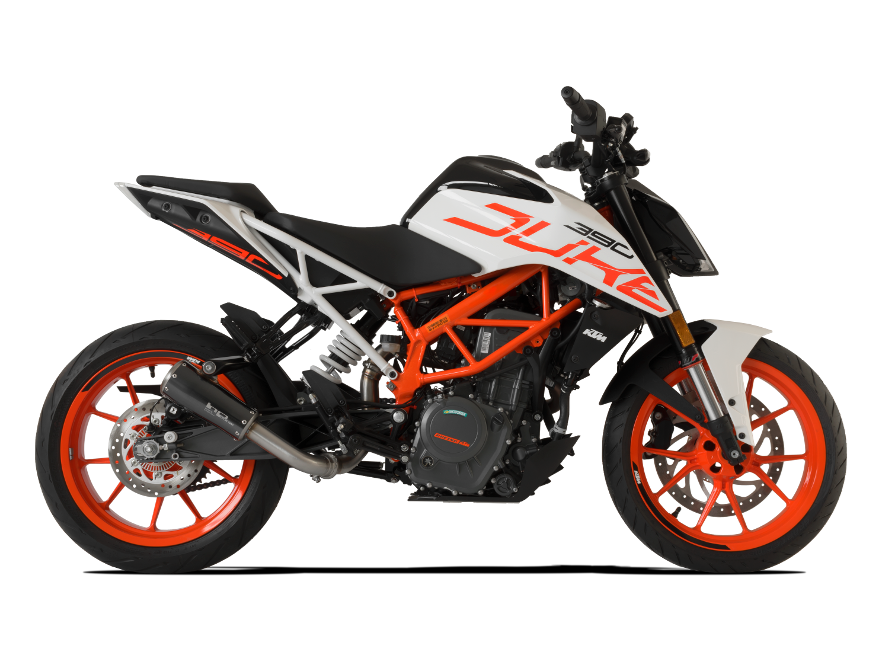 HP CORSE KTM 390 Duke (13/16) Slip-on Exhaust "GP-07 Black with Aluminum Ring" (racing)