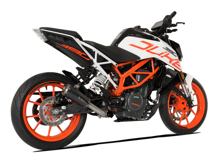 HP CORSE KTM 390 Duke (13/16) Slip-on Exhaust "GP-07 Black with Aluminum Ring" (racing)