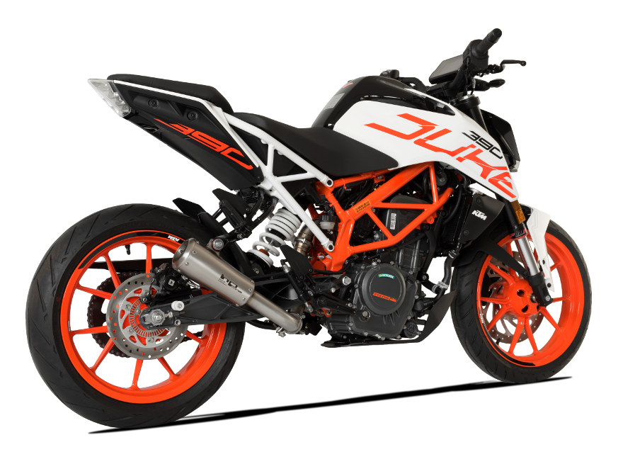 HP CORSE KTM 390 Duke (13/16) Slip-on Exhaust "GP-07 Satin with Aluminum Ring" (racing)