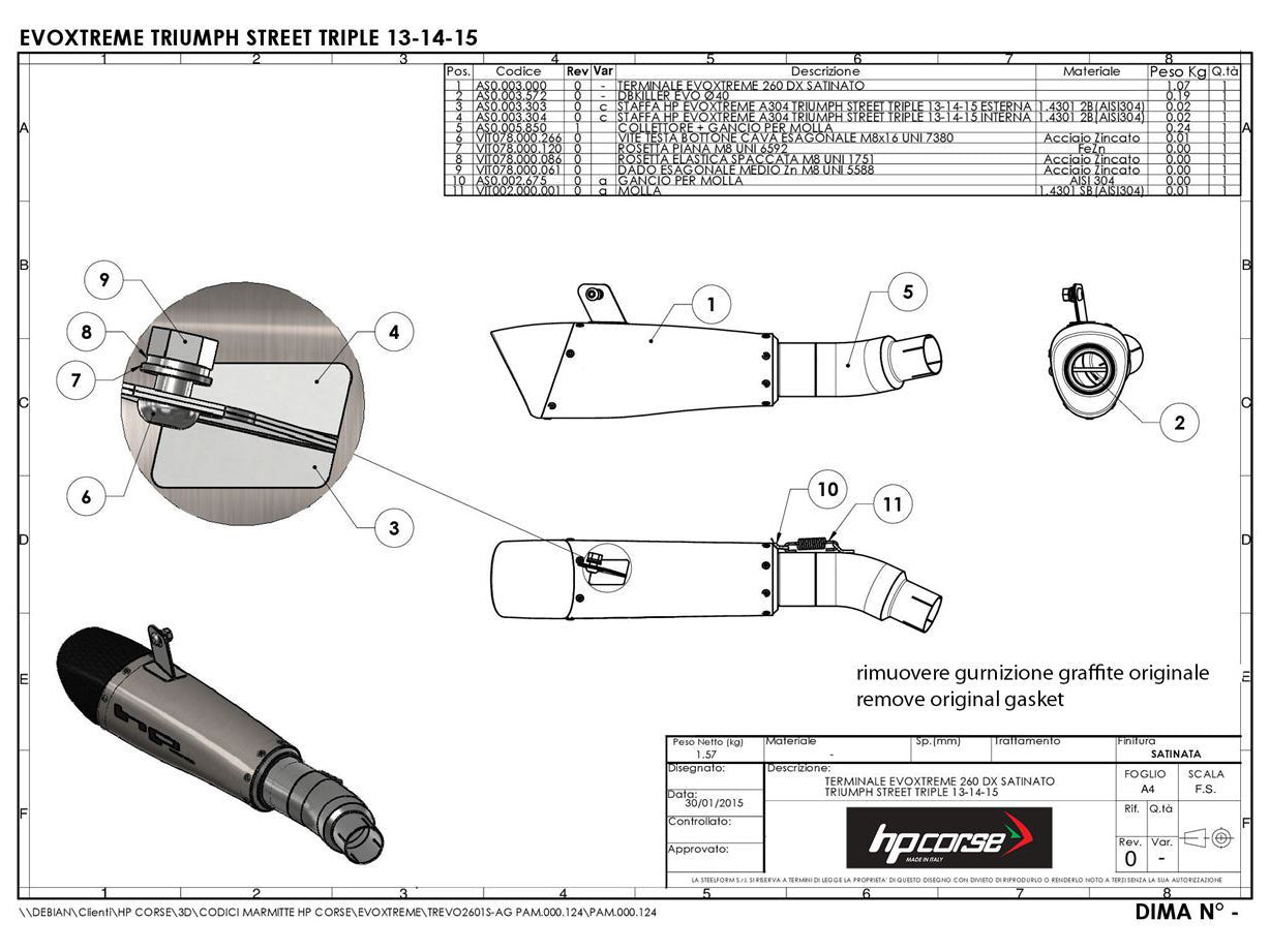 HP CORSE Triumph Street Triple (13/16) Slip-on Exhaust "Evoxtreme Satin" (EU homologated)