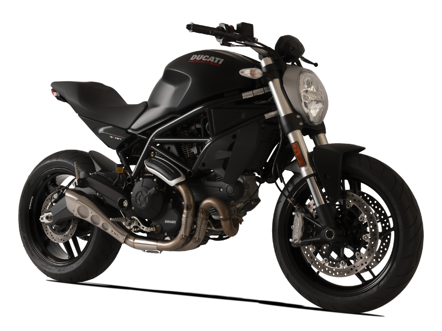 HP CORSE Ducati Monster 797 Slip-on Exhaust "Hydroform Classic Satin Short" (racing only)