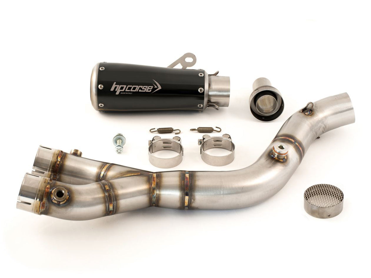 HP CORSE Yamaha YZF-R1 (15/17) Slip-on Exhaust "GP-07 Black" (racing; with wire mesh)