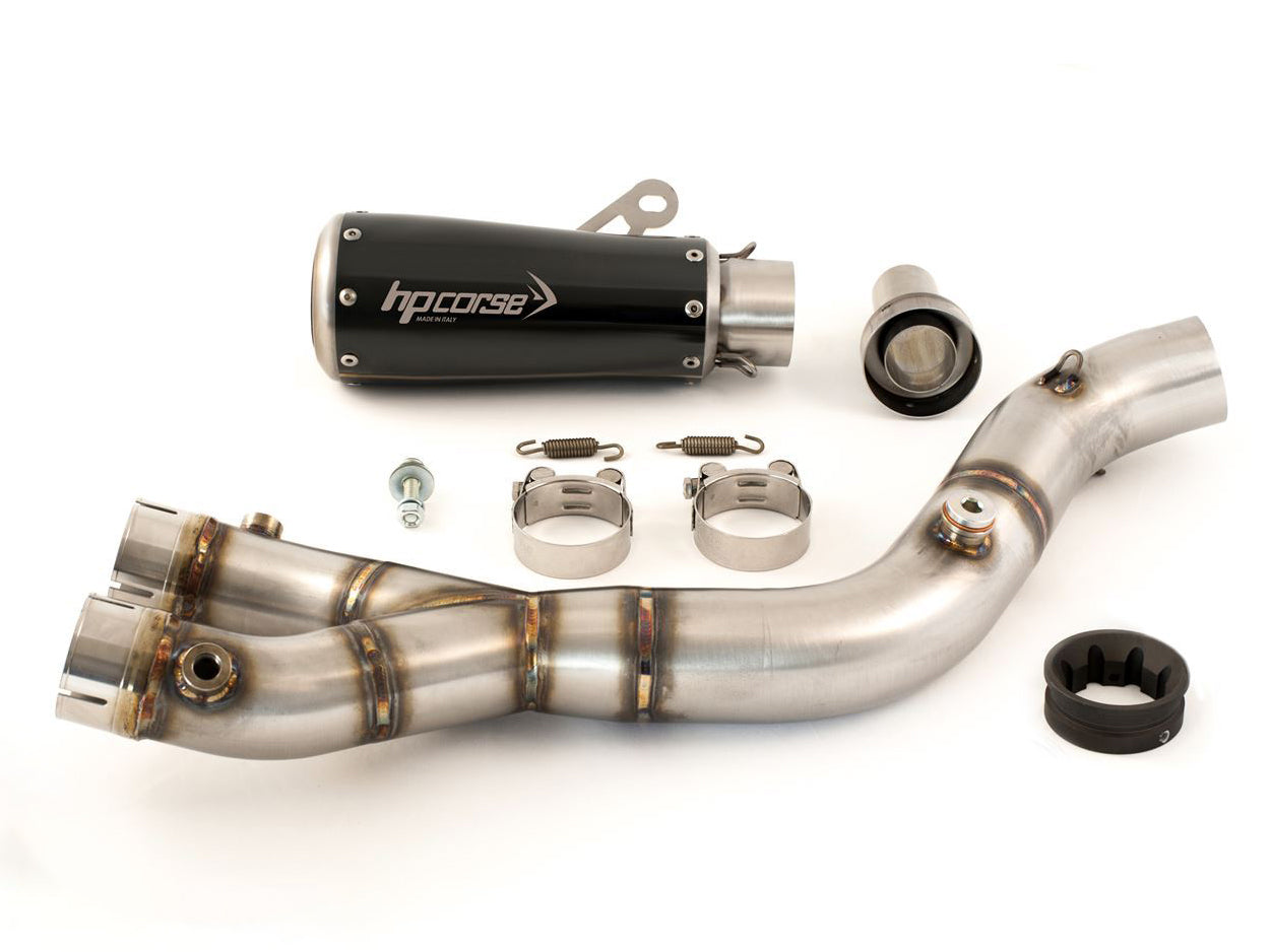 HP CORSE Yamaha YZF-R1 (15/17) Slip-on Exhaust "GP-07 Black" (racing; with aluminum ring)