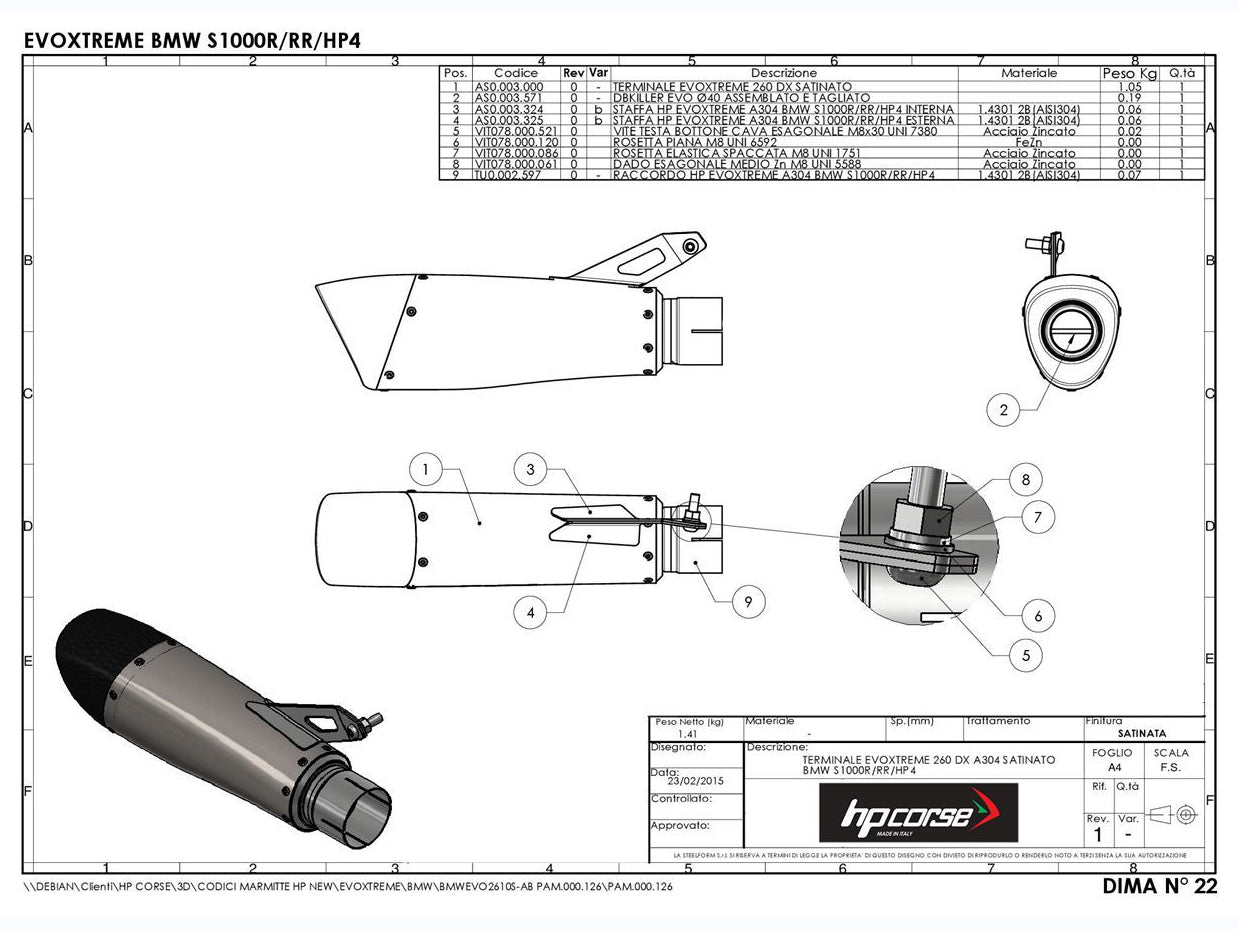 HP CORSE BMW S1000RR (09/14) Slip-on Exhaust "Evoxtreme Black" (EU homologated)