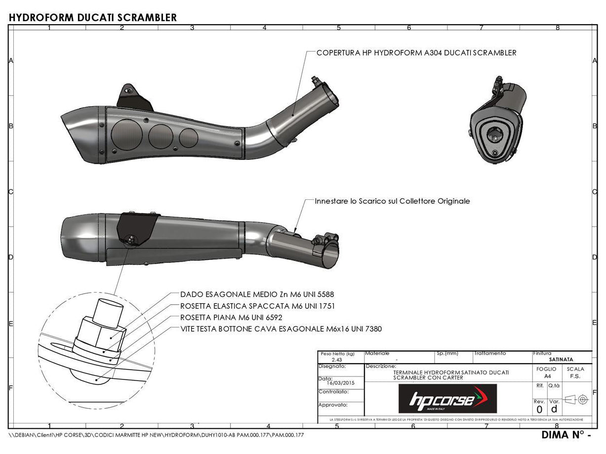 HP CORSE Ducati Scrambler 800 Slip-on Exhaust "Hydroform Satin" (EU homologated)