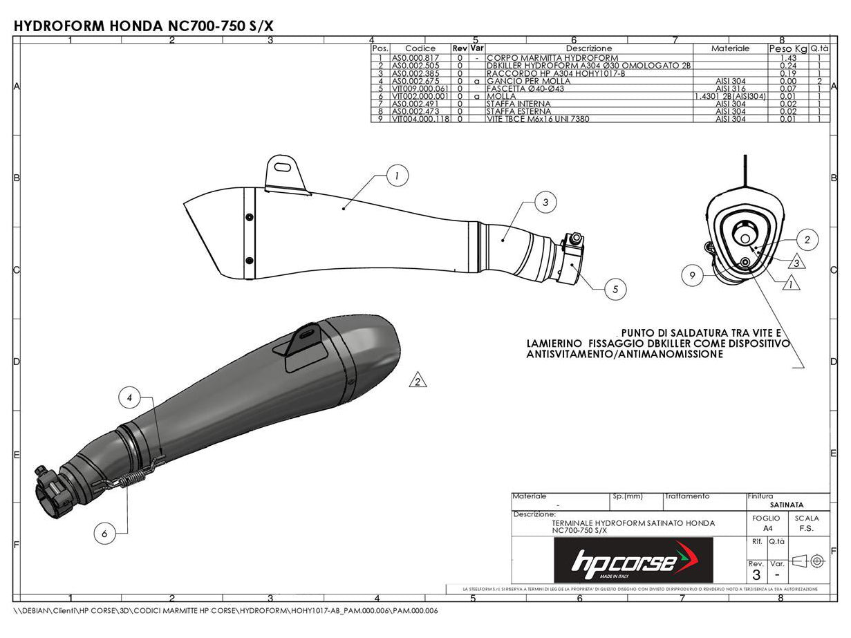 HP CORSE Honda NC700 / NC750 Slip-on Exhaust "Hydroform Black" (racing only)