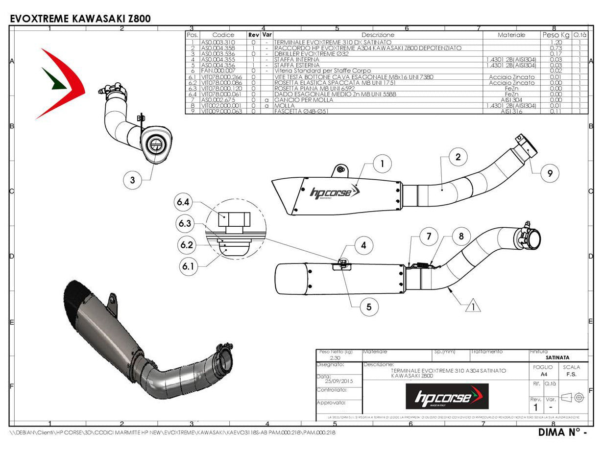 HP CORSE Kawasaki Z800/E Slip-on Exhaust "Evoxtreme Black" (EU homologated)