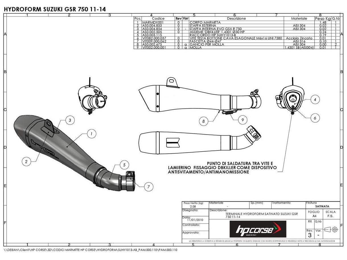 HP CORSE Suzuki GSR750 Slip-on Exhaust "Hydroform Black" (EU homologated)