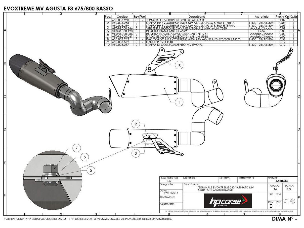 HP CORSE MV Agusta Brutale 675/800 Slip-on Exhaust "Evoxtreme 310 Satin" (EU homologated)