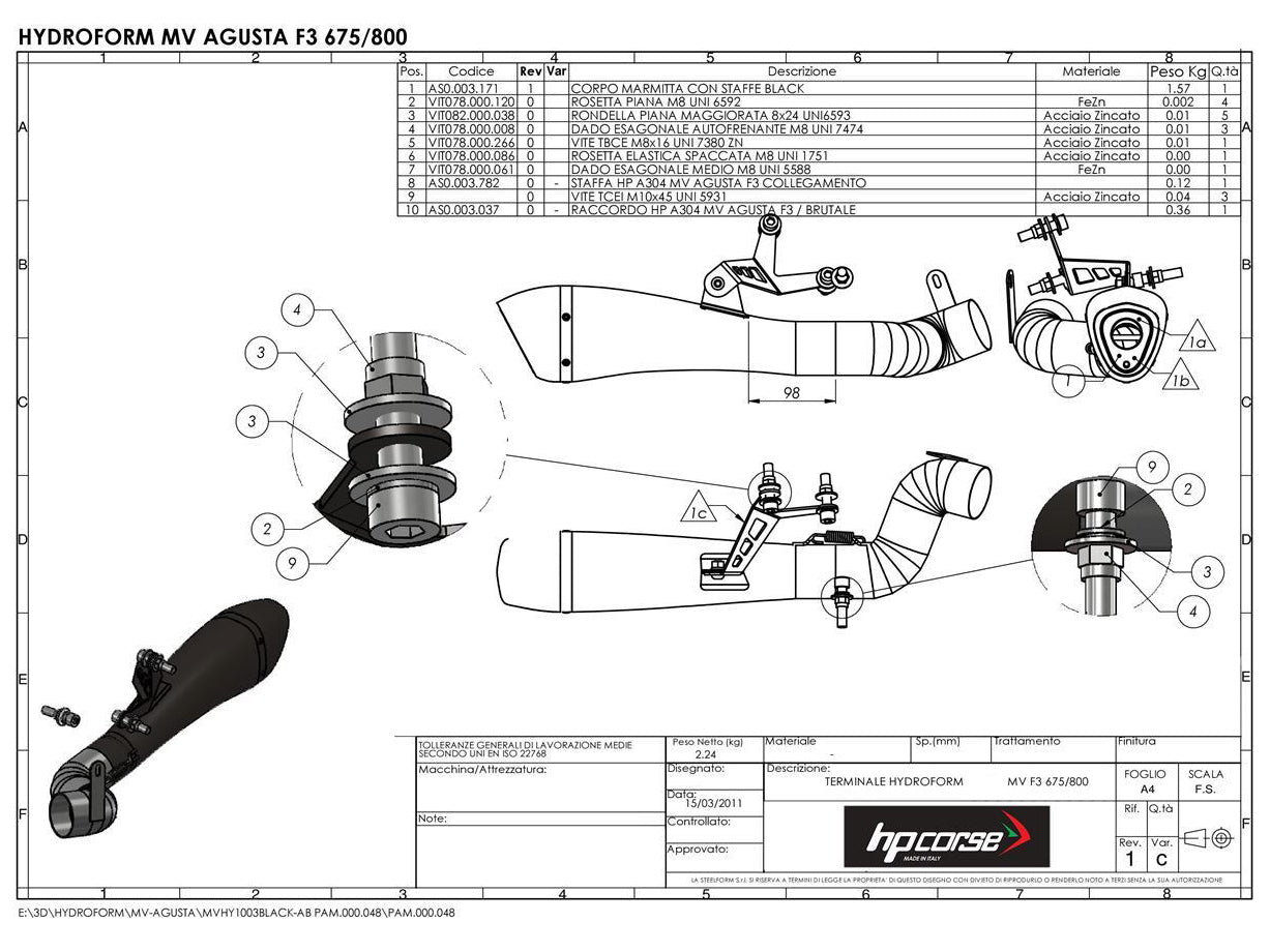 HP CORSE MV Agusta Rivale 800 Slip-on Exhaust "Hydroform Black" (EU homologated)