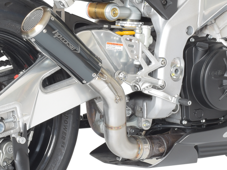 HP CORSE Aprilia RSV4 (15/16) Slip-on Exhaust "GP-07 Black" (racing; with wire mesh)