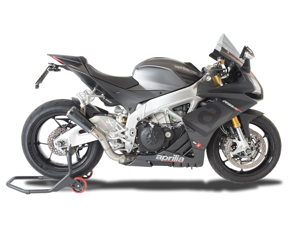 HP CORSE Aprilia RSV4 (15/16) Slip-on Exhaust "GP-07 Black" (racing; with aluminum ring)