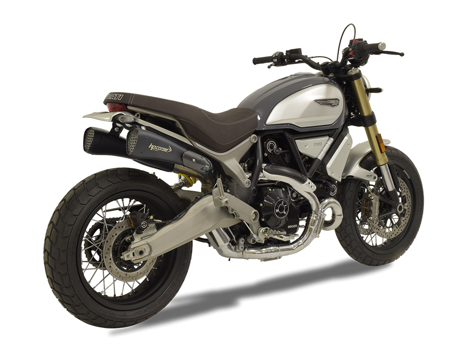 HP CORSE Ducati Scrambler 1100 Dual Slip-on Exhaust "Hydroform Corsa Short Black" (racing)