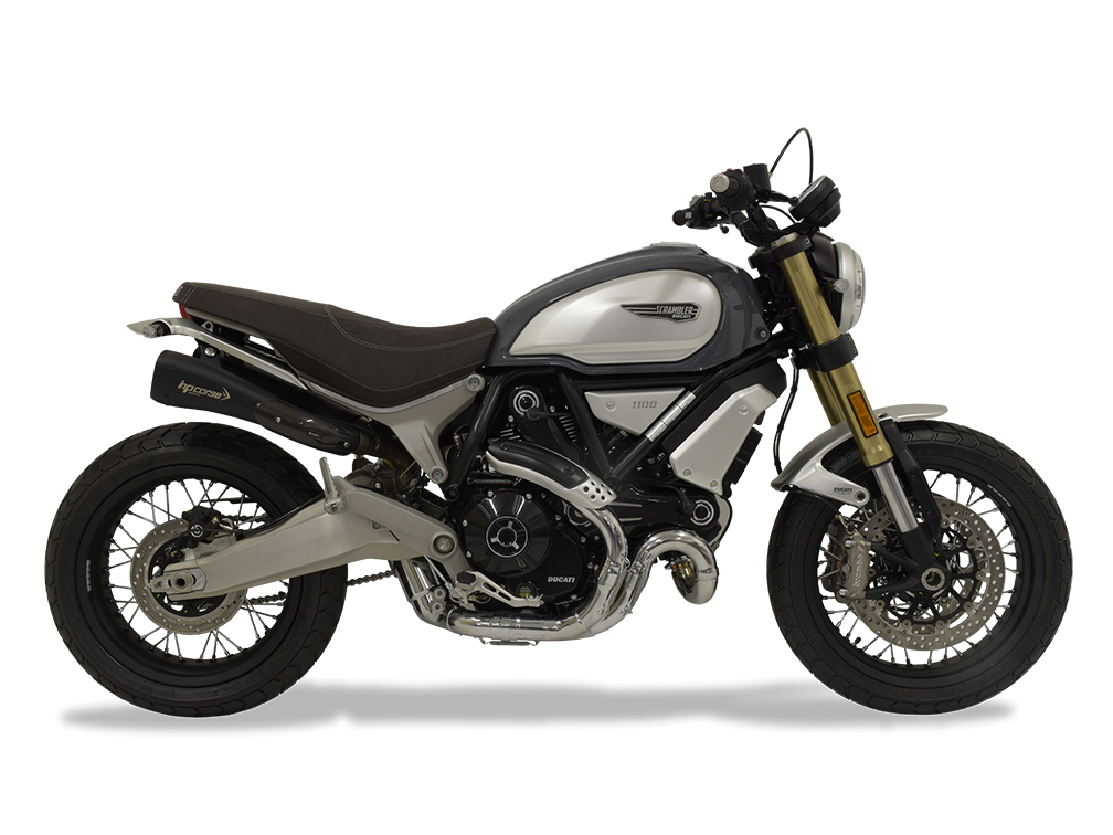 HP CORSE Ducati Scrambler 1100 Dual Slip-on Exhaust "Hydroform Corsa Short Black" (racing)