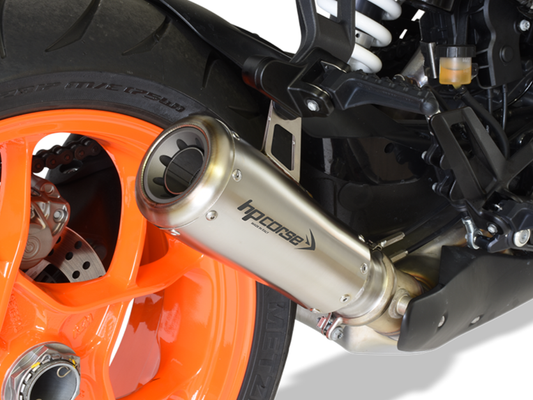 HP CORSE KTM 1290 Super Duke R (14/16) Slip-on Exhaust "GP-07 Satin with Aluminum Ring" (racing)