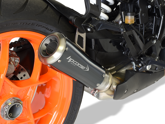 HP CORSE KTM 1290 Super Duke R (14/16) Slip-on Exhaust "GP-07 Black with Aluminum Ring" (racing)